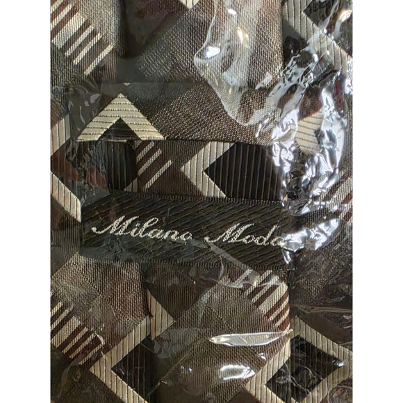 Men's Milano Moda Necktie One Size Brown Gray Patterned - Picture 6 of 8